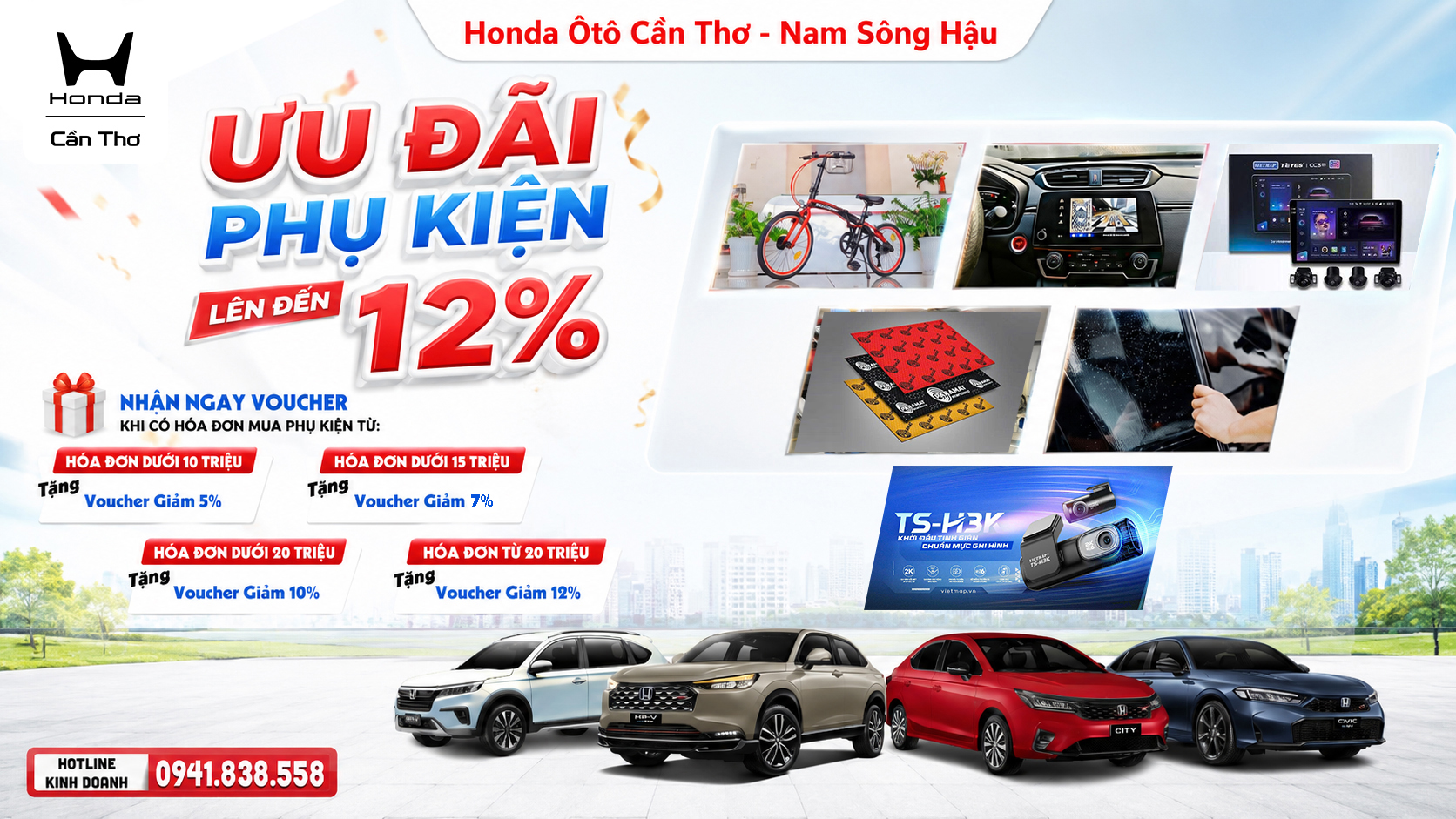 BÙNG NỔ ƯU ĐÃI PHỤ KIỆN Ô TÔ HONDA LÊN ĐẾN 12% TẠI HONDA ÔTÔ CẦN THƠ